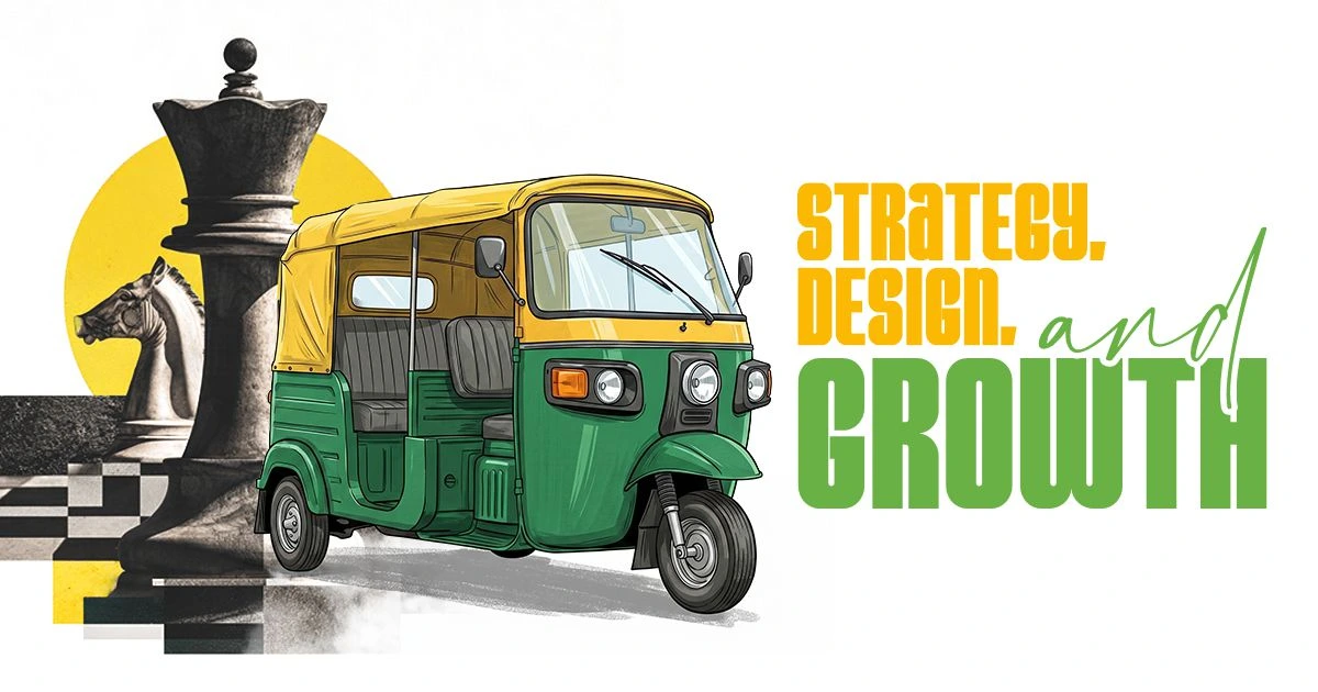 Branding and business growth concept with Indian auto rickshaw art