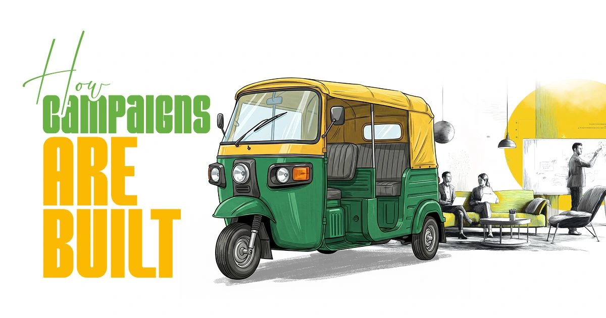 Influencer branding campaign design featuring Indian auto rickshaw art