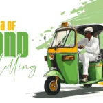 Creative agency banner with Indian auto rickshaw and bold typography