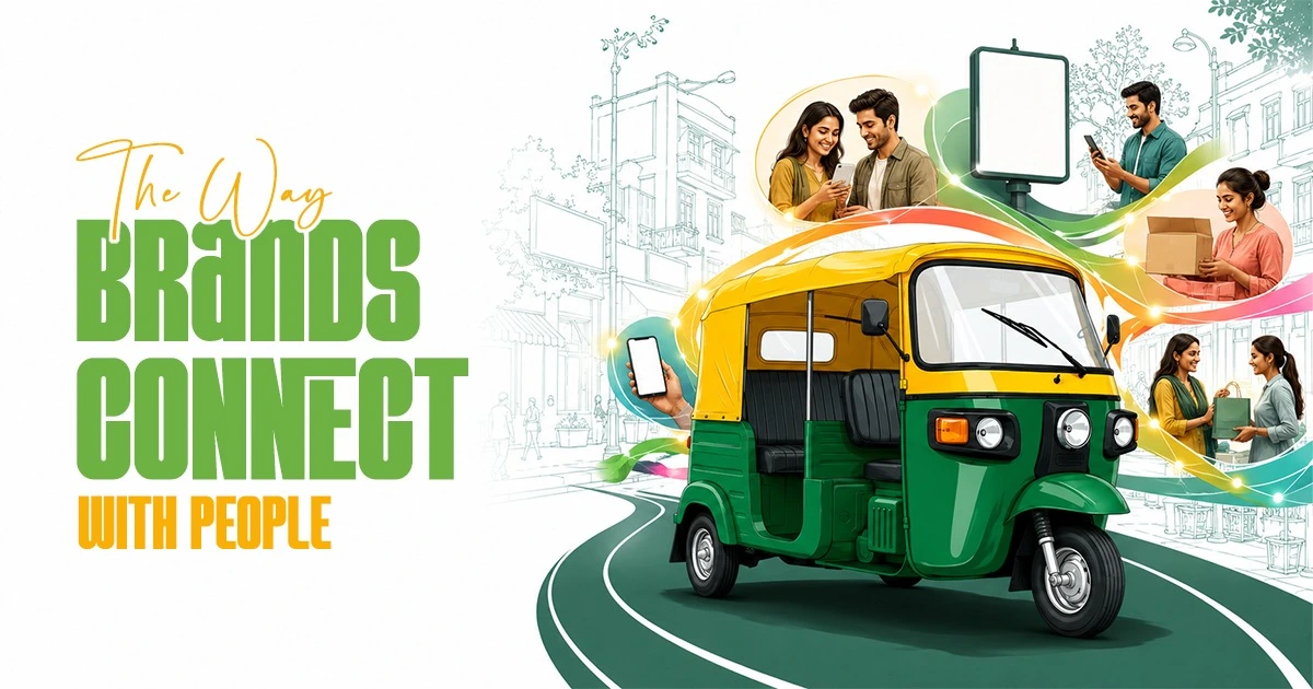 Creative advertising concept showing people engaging with businesses through connected experiences