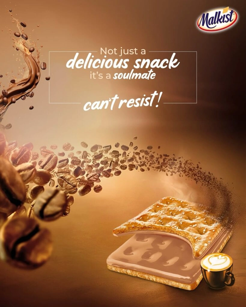 Malkist cracker with creamy chocolate filling and a cup of coffee