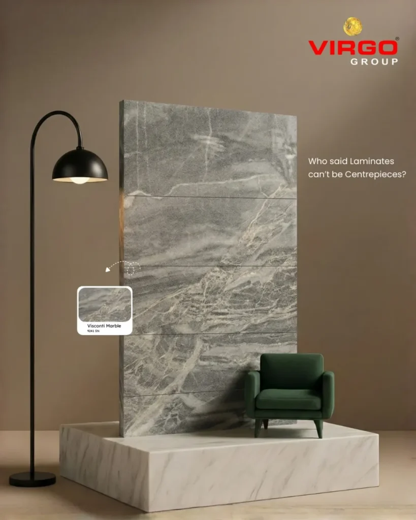 Virgo Group Visconti marble laminate in a modern interior