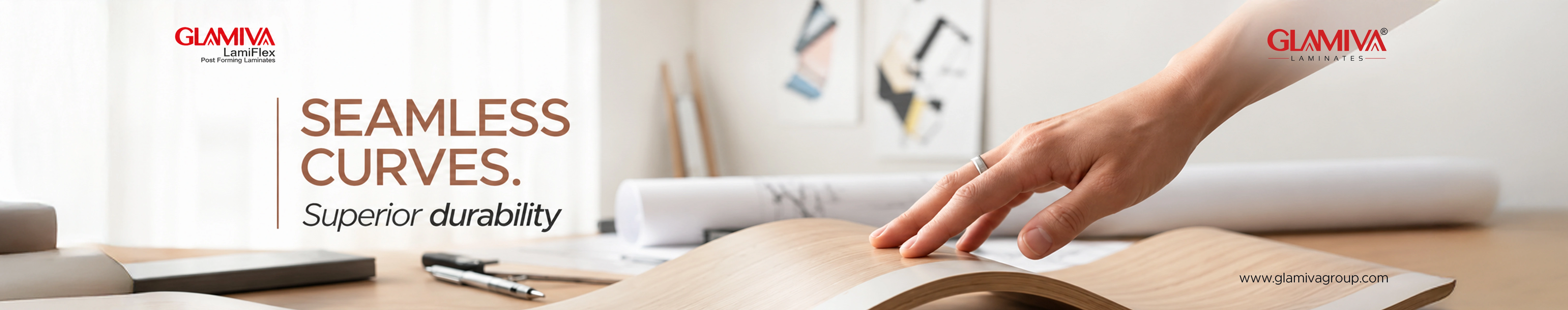 Glamiva LamiFlex post forming laminate with seamless curves and superior durability