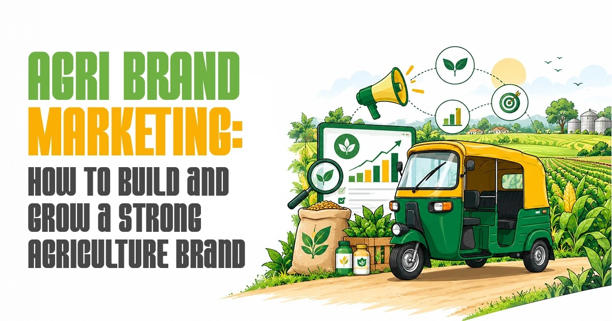 Agriculture brand building with crop fields and marketing analytics